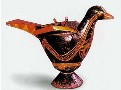 明清时期漆制酒具 彩漆鸟形杯