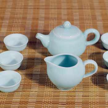 粉青功夫茶具8件套 青瓷茶具