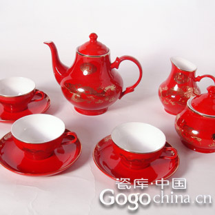 中国龙高档陶瓷咖啡具套装 结婚礼物