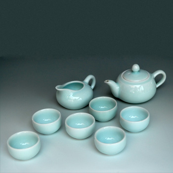 粉青功夫茶具8件套 青瓷茶具