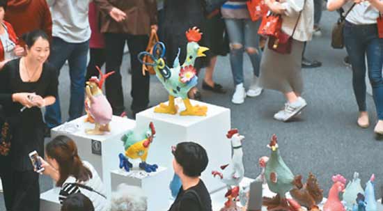 纸浆雕鸡 展示台湾创意(图)