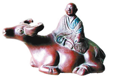 牧童骑水牛紫砂雕塑摆件