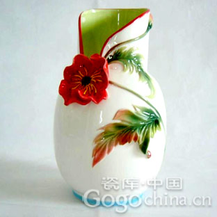 珐琅彩罂粟艺术花瓶 结婚装饰品