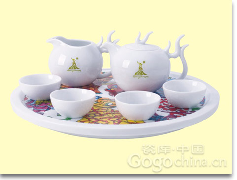 亚运特许纪念品中国火狮王争霸礼品陶瓷功夫茶具套装