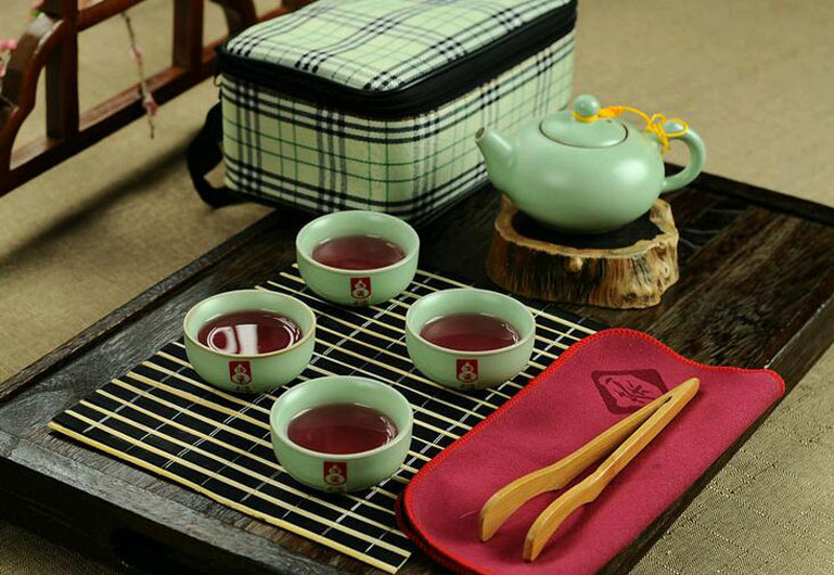 整套旅行茶具套装 陶瓷茶具 汝窑哥窑功夫陶瓷茶具 便